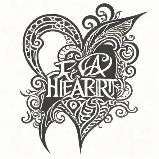EA heart text tattoo design idea