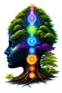 7 chakras with tree tattoo design idea