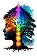 7 chakras with tree tattoo design idea