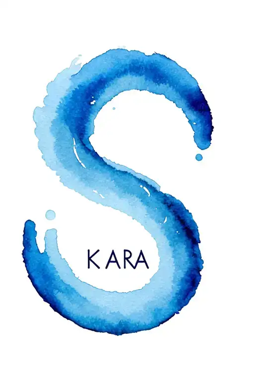 name KARA in shape of semi colon  tattoo design idea