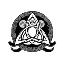 Triquetra, 3 moons, pentacle, Christian cross, Bindrune Protection tattoo design idea
