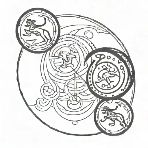 leo libra pisces sign mixed together tattoo design idea