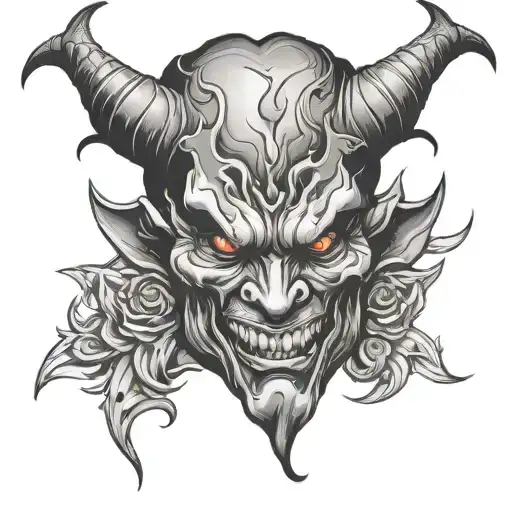 devil face tattoo design idea