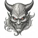 devil face tattoo design idea
