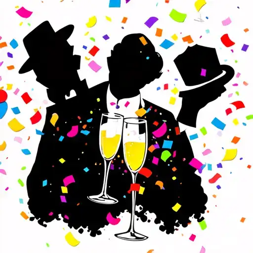 A party scene with colorful confetti and champagne glasses tattoo design idea