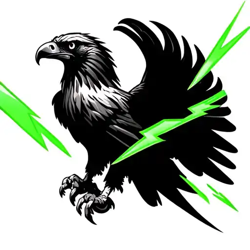 black swat eagle with green lightning bolts in the talons simple tattoo design idea