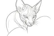 sphynx stretching towards tattoo design idea