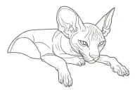 sphynx stretching towards tattoo design idea