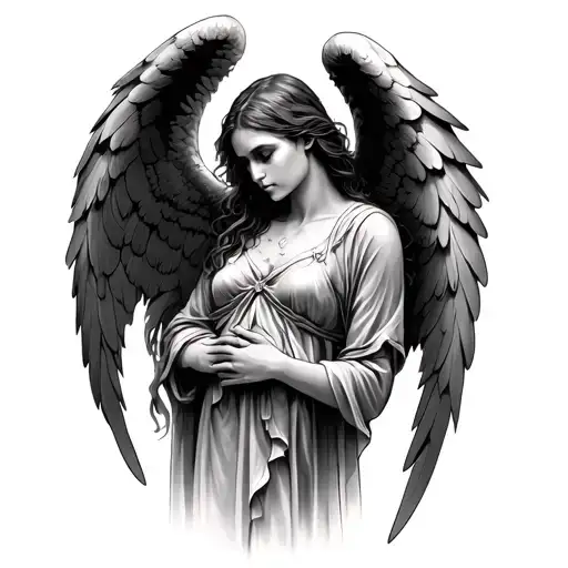 fallen wounded angel tattoo design idea