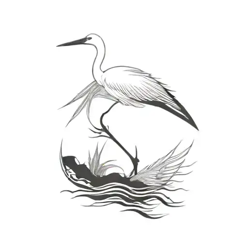 Coverup egret tattoo design idea