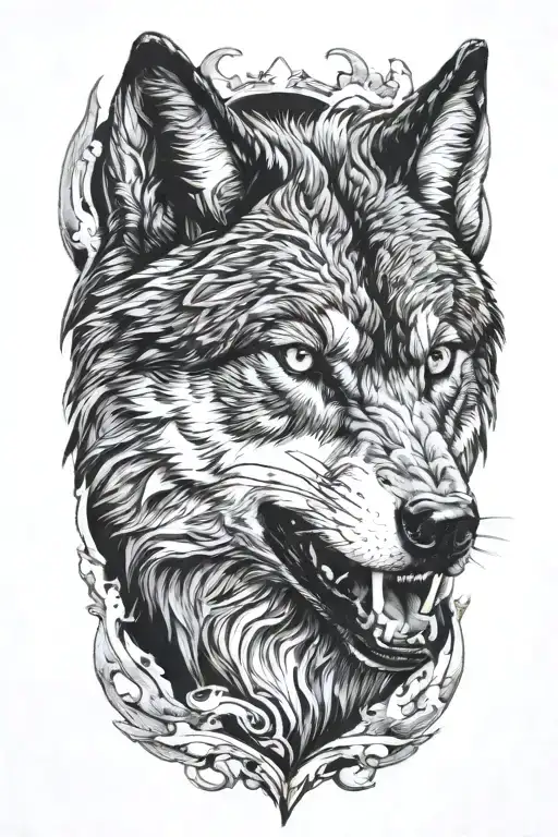 growling wolf tattoo design idea