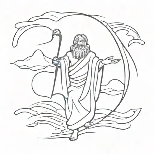 moses parting the sea tattoo design idea