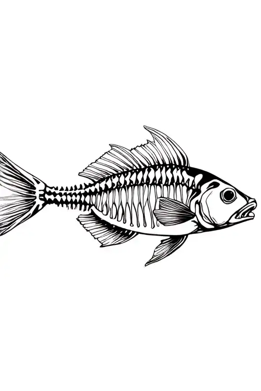fish skeleton - stock image tattoo design idea