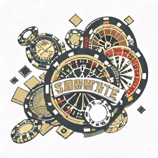 88, word "showtime", poker chips, roulette wheel tattoo design idea