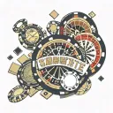 88, word "showtime", poker chips, roulette wheel tattoo design idea