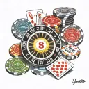88, word "showtime", poker chips, roulette wheel tattoo design idea