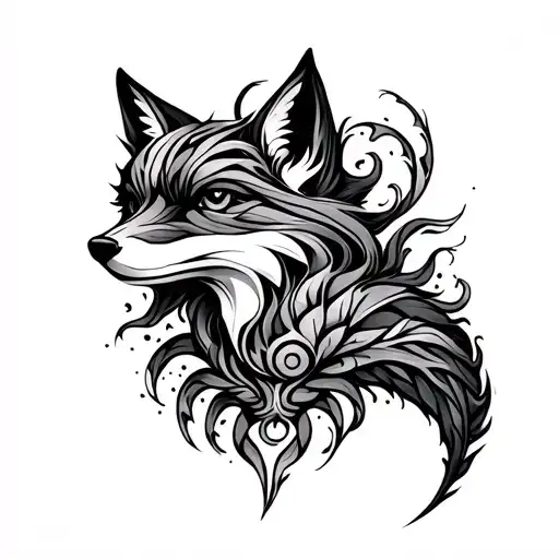 rib tattooHave the same flow as my fox, spirals flowing into the fox’s tail, connecting into a centipede tribal design tattoo design idea