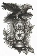 Chronos Kairos hourglass clock Eagle tattoo design idea
