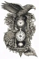 Chronos Kairos hourglass clock Eagle tattoo design idea