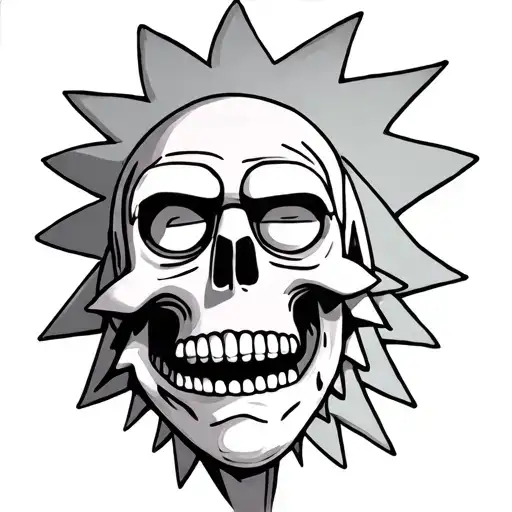 skull drunk Rick & Morty tattoo design idea
