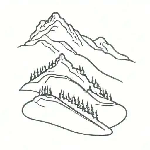ski slope winding tattoo design idea