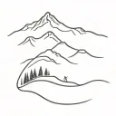 ski slope winding tattoo design idea