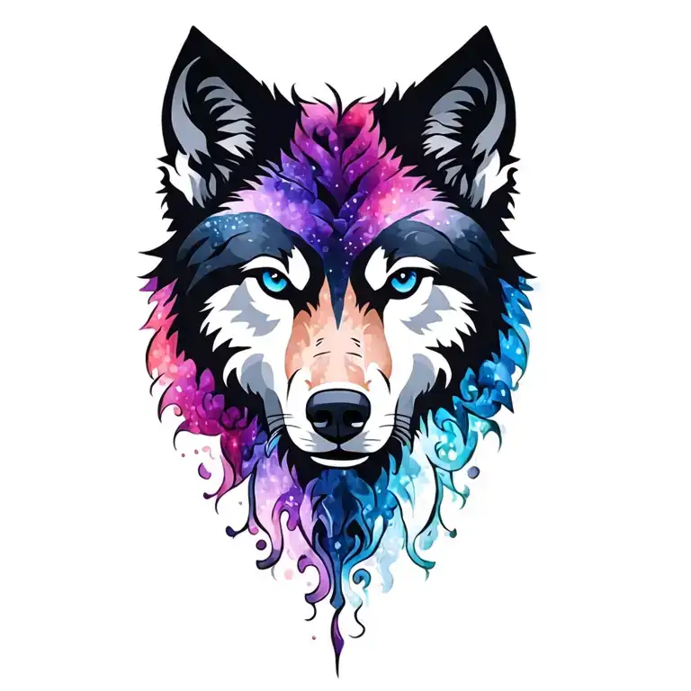 shadow wolf silhouette tattoo design idea