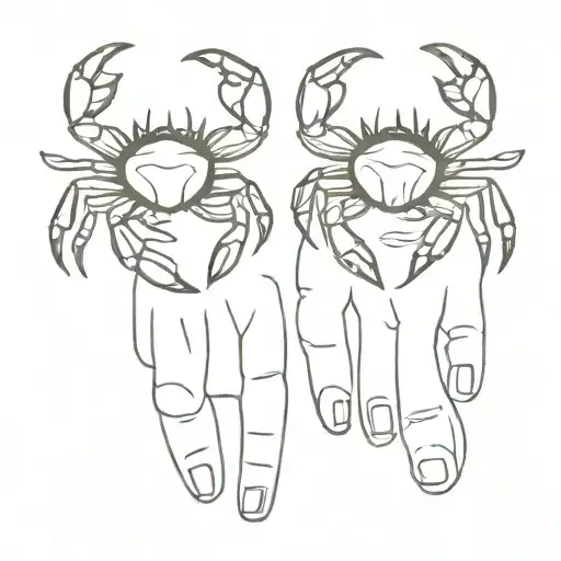 crab lines that complete two fingers of married couple  tattoo design idea