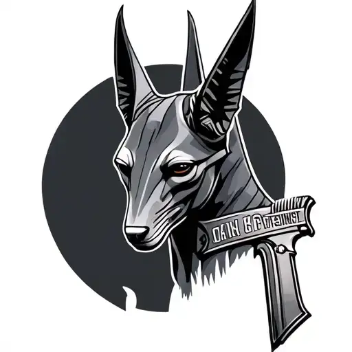 Anubis with law enforcement theme tattoo design idea