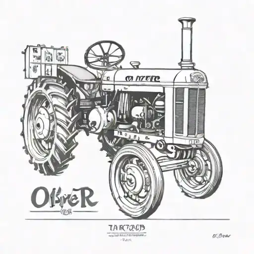 75 oliver tractor working tattoo design idea