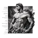 Tattoo Concept: “The Pantheon’s Wrath”A dramatic full-back piece depicting an intense scene of Greek gods tattoo design idea