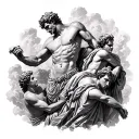 Tattoo Concept: “The Pantheon’s Wrath”A dramatic full-back piece depicting an intense scene of Greek gods tattoo design idea