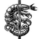 dólar symbol, sea food like shrimp, squid, octopus and fish tattoo design idea