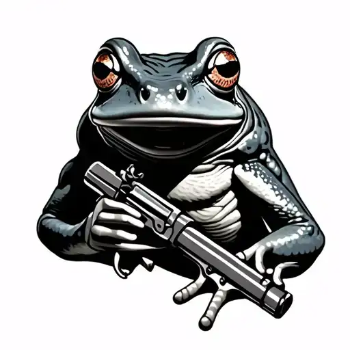 Frog With A Gun tattoo design idea