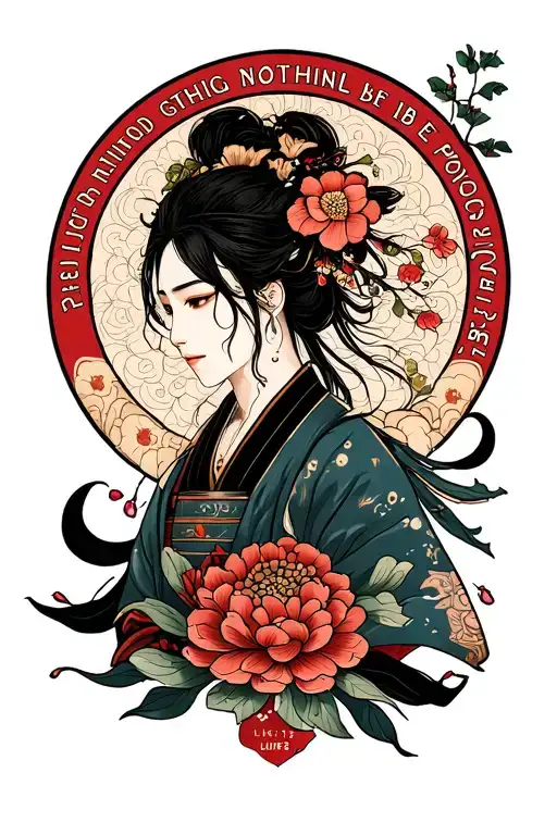 japonese style with "for with god nothing shall be impossible luke 1:37" quote around it  tattoo design idea