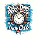 "Slow down you crazy child " basic clock spelling vienna tattoo design idea