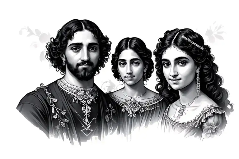 Familia with portuguese cross made tattoo design idea