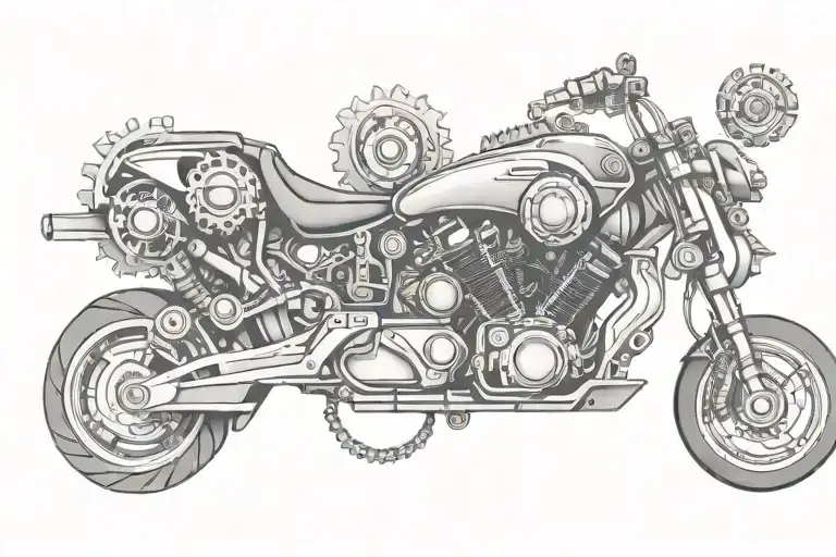poly motorcycle gears tattoo design idea