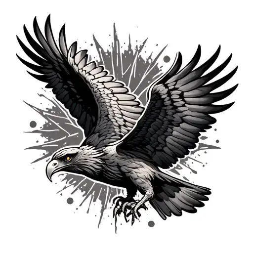 flying buzzard spread wings tattoo design idea
