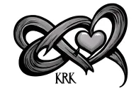 infinity sign with heart and initials KRK tattoo design idea