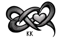 infinity sign with heart and initials KRK tattoo design idea