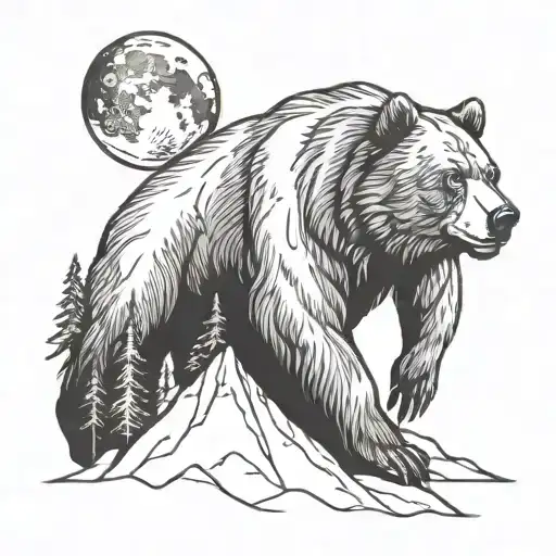 bear mountain moon and references tattoo design idea
