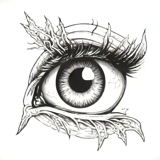 dark and creepy eye with tattoo design idea