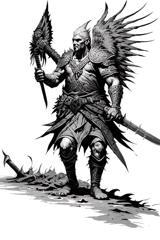 warrior who walks alone  tattoo design idea