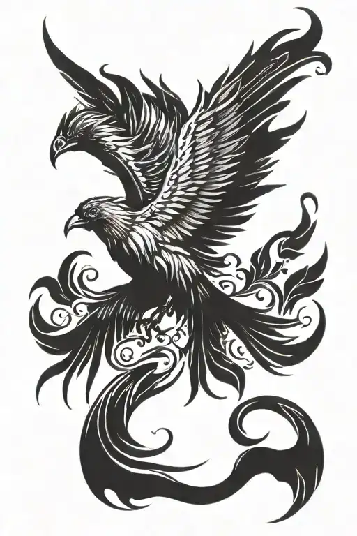 phoenix with outstretched wings tattoo design idea