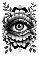 third eye surrounded by flowers tattoo design idea