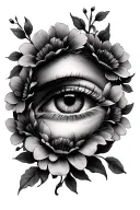 third eye surrounded by flowers tattoo design idea