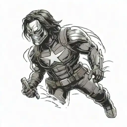 marvel winter soldier mask tattoo design idea