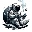 Picture an astronaut in a spacesuit sitting on the moon and going to smoke a bong. You can add stars and planets to the station tattoo design idea