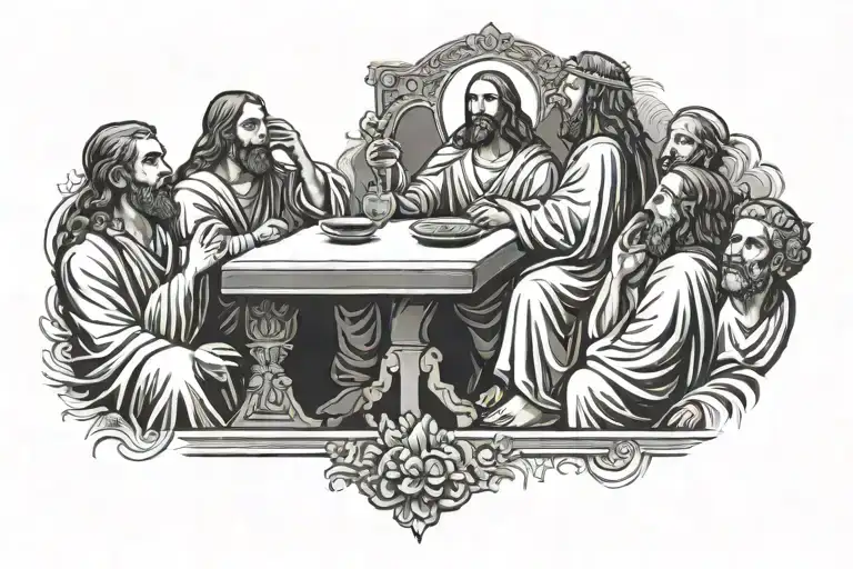 blank face last supper and with halo over Jesus Christ tattoo design idea